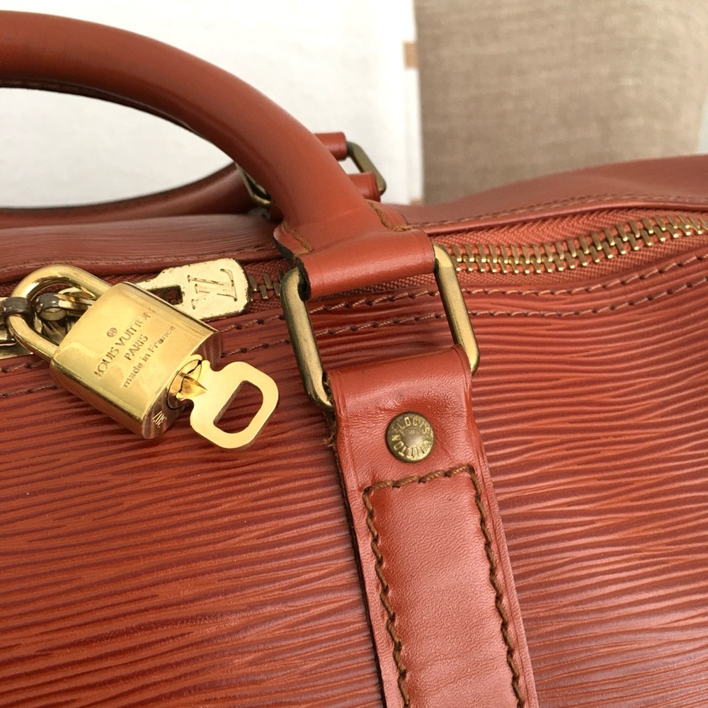 Authentic Louis Vuitton unisex Keepall 50 travel bag brown leather - Picture 11 of 16